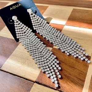 Aqua Pave Chandelier Earrings